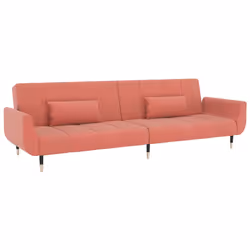 vidaXL Divano Letto a 2 Posti con 2 Cuscini Rosa in Velluto - Vista aggiuntiva 2