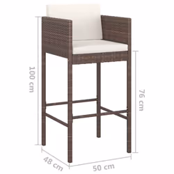 VidaXL 316656 sedia da esterno Terrazzo Seduta imbottita Rattan sintetico, Acciaio Marrone - Vista aggiuntiva 7