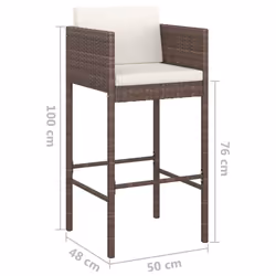 VidaXL 316659 sedia da esterno Terrazzo Seduta imbottita Rattan sintetico, Acciaio Marrone - Vista aggiuntiva 7