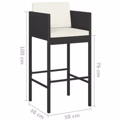 VidaXL 316660 sedia da esterno Terrazzo Seduta imbottita Rattan sintetico, Acciaio Nero - Vista aggiuntiva 7