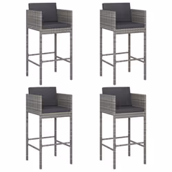 Sgabelli da Bar 4 pz con Cuscini Grigi in Polyrattancod mxl 94526 - Vista aggiuntiva 2