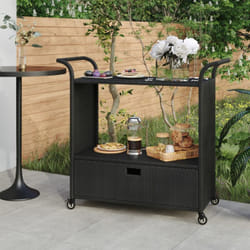 Vidaxl - Carrello da Bar con Cassetto Nero 100x45x97 cm in Polyrattan