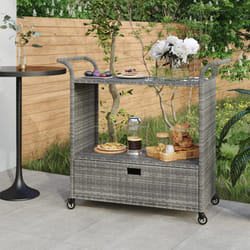 vidaXL Carrello da Bar con Cassetto Grigio 100x45x97 cm in Polyrattan