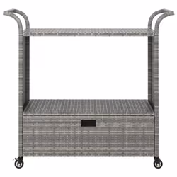 vidaXL Carrello da Bar con Cassetto Grigio 100x45x97 cm in Polyrattan - Vista aggiuntiva 3