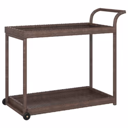 vidaXL Carrello da Bar Marrone 100x45x83 cm in Polyrattan - Vista aggiuntiva 2