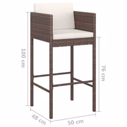VidaXL 316672 sedia da esterno Terrazzo Seduta imbottita Rattan sintetico, Acciaio Marrone - Vista aggiuntiva 7