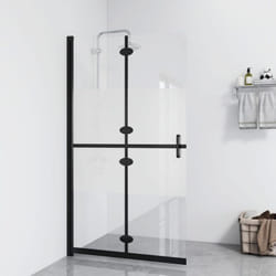 Parete doccia pieghevole con vetro semi-smerigliato struttura nera varie misure dimensioni: 100 x 190 cm