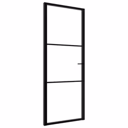 vidaXL Porta da Interno ESG Vetro e Alluminio 76x201,5 cm Nera - Vista aggiuntiva 2