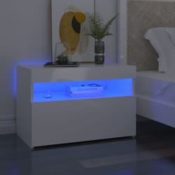 Vidaxl - Comodino elegante in legno disponibile in vari colori con led con anta colore : Bianco Lucido