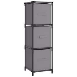 vidaXL Armadietto con 3 Cassetti in Tessuto Grigio 34x34x101cm Acciaio - Vista aggiuntiva 2