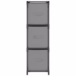 vidaXL Armadietto con 3 Cassetti in Tessuto Grigio 34x34x101cm Acciaio - Vista aggiuntiva 3