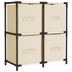 vidaXL Armadietto con 4 Cesti in Tessuto Crema 63x30x71 cm Acciaio - Vista aggiuntiva 2