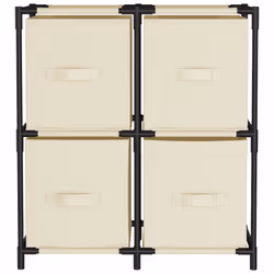 vidaXL Armadietto con 4 Cesti in Tessuto Crema 63x30x71 cm Acciaio - Vista aggiuntiva 3