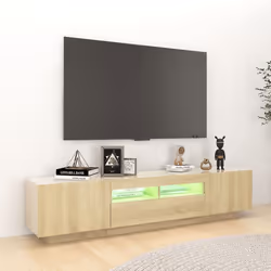 vidaXL Mobile Porta TV con Luci LED Rovere Sonoma 180x35x40 cm - Vista aggiuntiva 3