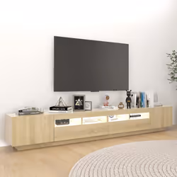 vidaXL Mobile Porta TV con Luci LED Rovere Sonoma 260x35x40 cm - Vista aggiuntiva 3