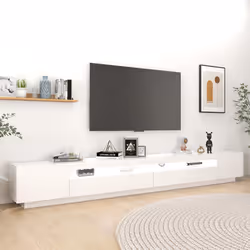 vidaXL Mobile Porta TV con Luci LED Bianco 300x35x40 cm - Vista aggiuntiva 3