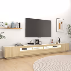 vidaXL Mobile Porta TV con Luci LED Rovere Sonoma 300x35x40 cm - Vista aggiuntiva 3