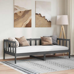 vidaXL Dormeuse Grigia in Legno Massello di Pino 90x200 cm