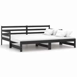 VidaXL 806959, Divano letto, Nero, Legno di pino, 2030 mm, 980 mm, 690 mm