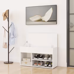 vidaXL Panca Portascarpe Bianco 103x30x54,5 cm in Truciolato - Vista aggiuntiva 3