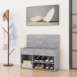 vidaXL Panca Portascarpe Grigio Cemento 80x30x45 cm in Truciolato - Vista aggiuntiva 3