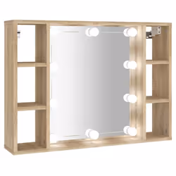 vidaXL Mobile a Specchio con LED Rovere Sonoma 76x15x55 cm - Vista aggiuntiva 2