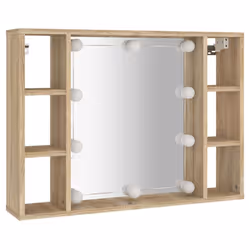 vidaXL Mobile a Specchio con LED Rovere Sonoma 76x15x55 cm - Vista aggiuntiva 3