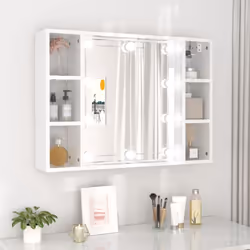 Organizzate i vostri articoli per il trucco con questo elegante armadietto a specchio con luci a LED! Materiale resistente: I ...