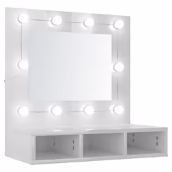 Mobile a Specchio con LED Bianco Lucido 60x31,5x62 cmcod mxl 106129 - Vista aggiuntiva 2