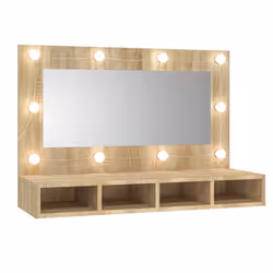 vidaXL Mobile a Specchio con LED Rovere Sonoma 90x31,5x62 cm - Vista aggiuntiva 2