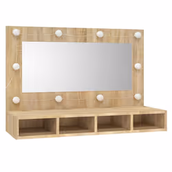 vidaXL Mobile a Specchio con LED Rovere Sonoma 90x31,5x62 cm - Vista aggiuntiva 3
