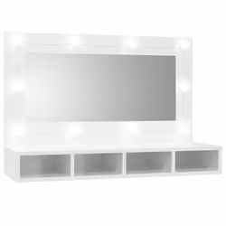 vidaXL Mobile a Specchio con LED Bianco Lucido 90x31,5x62 cm - Vista aggiuntiva 2