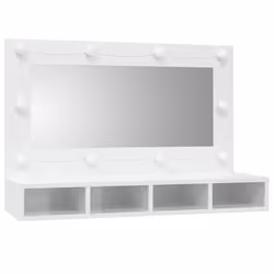 vidaXL Mobile a Specchio con LED Bianco Lucido 90x31,5x62 cm - Vista aggiuntiva 3