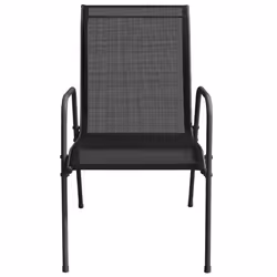 VidaXL 316817 sedia da esterno Terrazzo Acciaio, Tessile Nero - Vista aggiuntiva 4