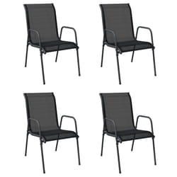 VidaXL 316818 sedia da esterno Terrazzo Acciaio, Tessile Nero