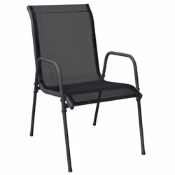 VidaXL 316818 sedia da esterno Terrazzo Acciaio, Tessile Nero