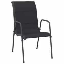 vidaXL Sedie da Giardino 4 pz in Acciaio e Textilene Nere - Vista aggiuntiva 3