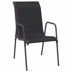 vidaXL Sedie da Giardino 6 pz in Acciaio e Textilene Nere - Vista aggiuntiva 3