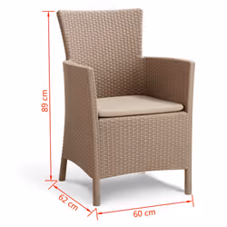 VidaXL 3082792 sedia da esterno Terrazzo Seduta imbottita Polipropilene (PP) Cappuccino - Vista aggiuntiva 6