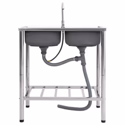 Lavello da Campeggio Vasca Doppia con Rubinetto in Acciaio Inoxcod mxl 128416 - Vista aggiuntiva 2