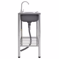 Lavello da Campeggio Vasca Doppia con Rubinetto in Acciaio Inoxcod mxl 128416 - Vista aggiuntiva 3