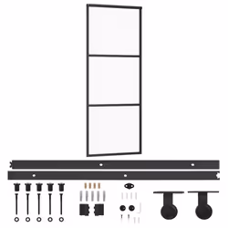 Porta Scorrevole con Kit Montaggio Vetro ESG Alluminio 76x205cmcod mxl 93969 - Vista aggiuntiva 2