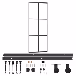 Porta Scorrevole con Kit Montaggio Vetro ESG Alluminio 76x205cmcod mxl 72894 - Vista aggiuntiva 2