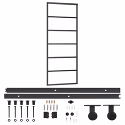 vidaXL Porta Scorrevole con Kit Montaggio Vetro ESG Alluminio 76x205cm - Vista aggiuntiva 2