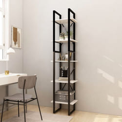 Libreria a 5 ripiani in legno e metallo design moderno 40x30x175cm vari colori colore : Bianco