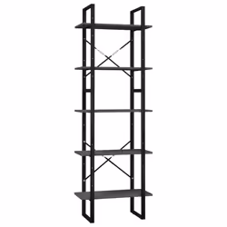vidaXL Libreria a 5 Ripiani Grigia 60x30x175 cm in Legno di Pino - Vista aggiuntiva 2