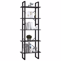 vidaXL Libreria a 5 Ripiani Grigia 60x30x175 cm in Legno di Pino - Vista aggiuntiva 3