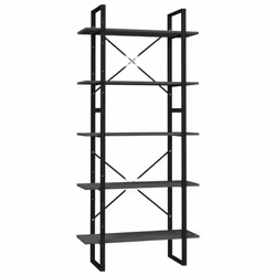 vidaXL Libreria a 5 Ripiani Grigia 80x30x175 cm in Legno di Pino - Vista aggiuntiva 2