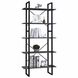vidaXL Libreria a 5 Ripiani Grigia 80x30x175 cm in Legno di Pino - Vista aggiuntiva 3