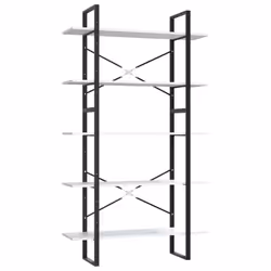 vidaXL Libreria a 5 Ripiani Bianca 100x30x175 cm in Legno Multistrato - Vista aggiuntiva 2